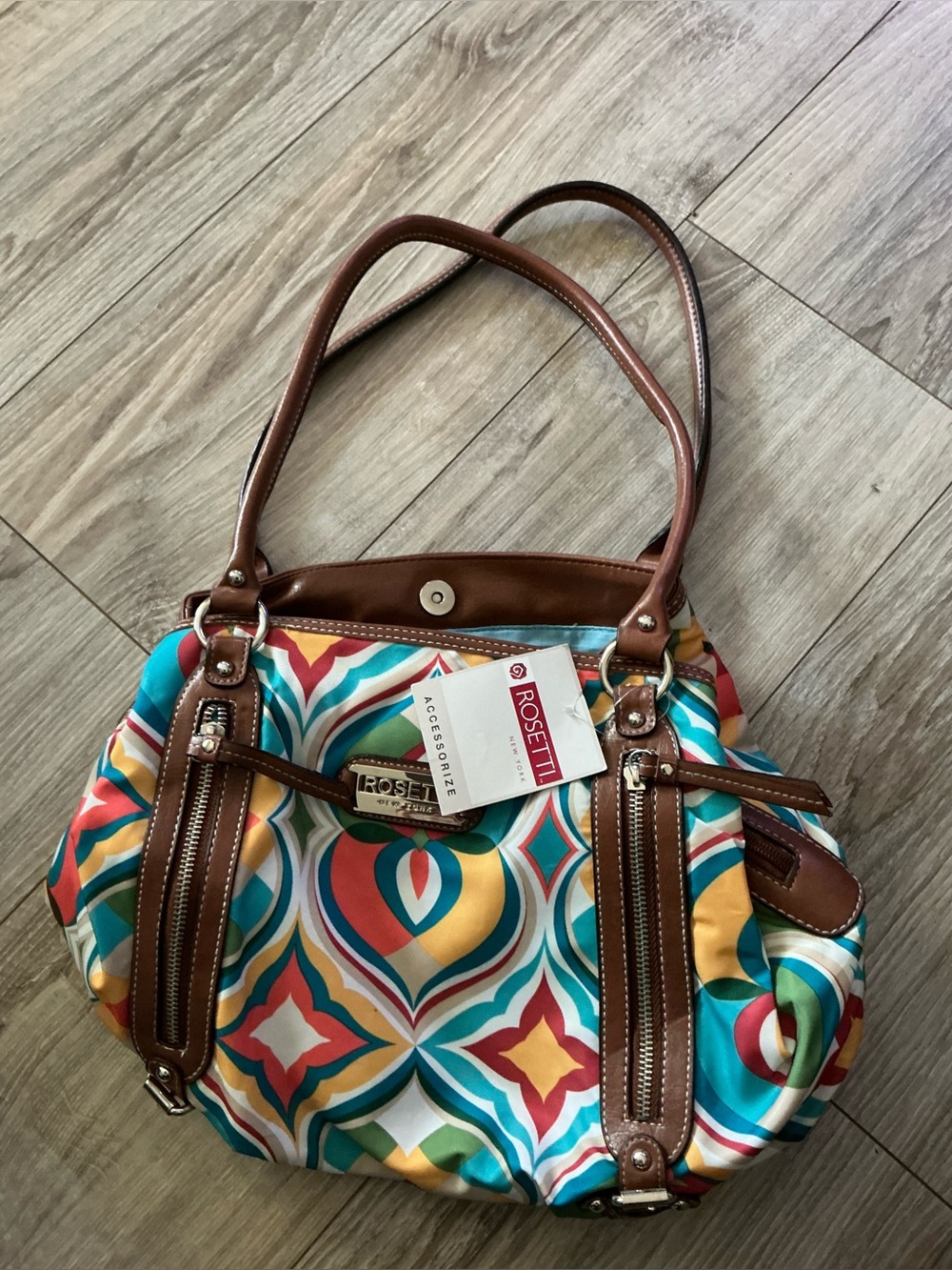 NWT Rossetti Multicolor Polyester Geometric Diamond Shoulder Bag